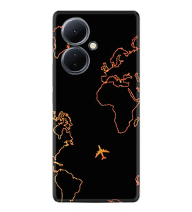 Vivo V29 Lite Kılıf Silikon Desen Özel Seri Harita ve Uçak 1777