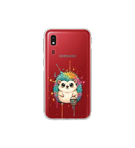 Samsung Galaxy A2 Core ile Uyumlu Splash Kirpi Tasarımlı Şeffaf Silikon Kılıf