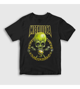 Presmono Unisex Çocuk Siyah Metallica No Leaf Clover T-Shirt 523432tt