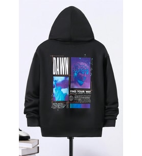 Çocuk Dawn Baskılı Sweatshirt (Siyah)