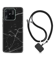 Xiaomi Redmi Note 7 8 9 Pro 10 2022 10 Pro 10S Kılıf Boyun Askılı Silikon Siyah Mermer 1299