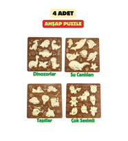 Çocuk Puzzle (Yapboz) Birinci Sınıf Ahşap 4 Parça Eğitici Öğretici Eğlenceli Set