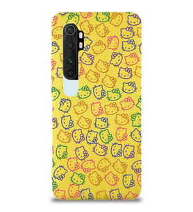 Xiaomi Mi Note 10 Lite Uyumlu Lansman Kılıf Hello Kitty Tasarımlı İçi Kadife Kapak-Sarı (Şeffaf)