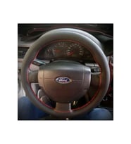 DİKİŞLİ DİREKSİYON KILIFI KARBON DERİ KIRMIZI DİKİŞLİ FORD CONNECT İÇİN Uyumlu