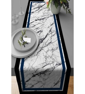 Lacivert Çerçeveli Desen Premium Masa Örtüsü Runner RNR245