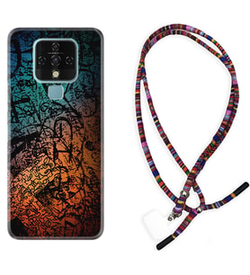 Tecno Camon 16 18P Pova Kılıf Boyun Asklı Rasta Silikon İşaretler Tuval 1716