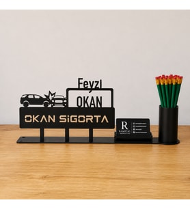 Sigorta Firmalarına Özel Masa İsimliği - Kişiye Özel, Mesleklere Özel İsimlik - Metal Ofis İsimliği, Kalemlik ve Kartlık Seti- Yeni İş, Terfi Hediyesi