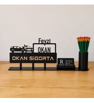 Sigorta Firmalarına Özel Masa İsimliği - Kişiye Özel, Mesleklere Özel İsimlik - Metal Ofis İsimliği, Kalemlik ve Kartlık Seti- Yeni İş, Terfi Hediyesi