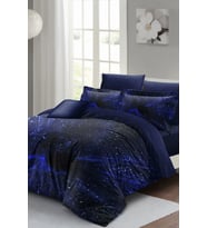 Nevresim Takımı %100 Doğal Pamuk Çift Kişilik 3d Digital Blue Night