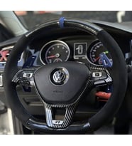 Golf 7 Jetta Passat Tiguan Polo F1 Araca Özel Dikmeli Direksiyon Kılıfı 5D KRİSTAL ALCANTRA YÜZÜKLÜ