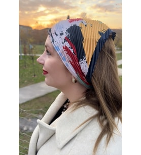 Piliseli Lacivert Kenarlıklı Renkli Bandana Fular (Çok Renkli)
