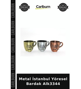 Özel Üretim Hediyelik Hatıra Dekoratif Koleksiyon Metal İstanbul Yöresel Bardak Alk3344