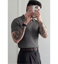 Premium Fitilli Triko Polo Yaka Erkek Old Money T-Shirt