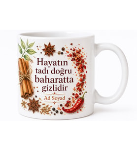 Baharatçı Temalı Baskılı Kupa Bardak Hediye Baharат Ustası Porselen Kupa
