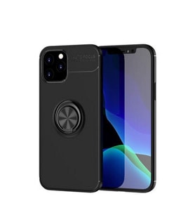 Apple iPhone 12 Pro Max Kılıf Yüzüklü Standlı Magnet Esnek Pürüzsüz (Siyah)
