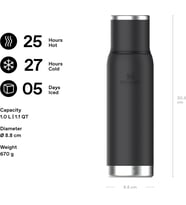 Adventure To-Go Termos 1 Litre - Siyah 2.0 Paslanmaz Çelik