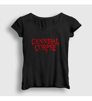 Presmono Kadın Siyah Logo Cannibal Corpse T-Shirt 32912tt