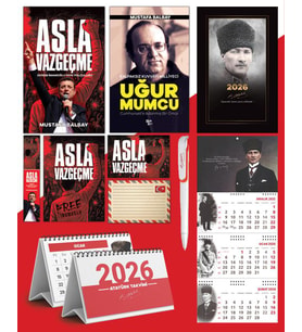 Asla Vazgeçme - Ayraç - Kartpostal - Poster - Uğur Mumcu -  2026 Ajanda Komutan - Gazi Duvar Takvimi - Masa Takvimi