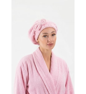 CottonVerse Saç Kurulama Bonesi – %100 Pamuk , Fiyonklu Açık Pembe
