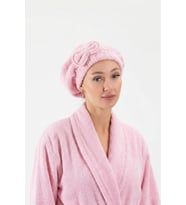 CottonVerse Saç Kurulama Bonesi – %100 Pamuk , Fiyonklu Açık Pembe