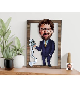 BK Gift Kişiye Özel Erkek Muhasebeci Karikatürlü 3D Ahşap Tablo, Sevgiliye Hediye, Arkadaşa Hediye, Yıl Dönümü Hediyesi, Doğum Günü Hediyesi-2