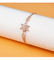 Beyaz Taşlı Rose Lotus Çiçeği Bileklik-925 Ayar Gümüş