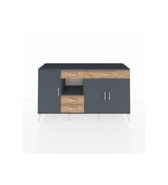Kronos Konsol 4 Raflı 4 Çekmeceli 3 Kapaklı 176x59x99 Antrasit-Antrasit/Çam
