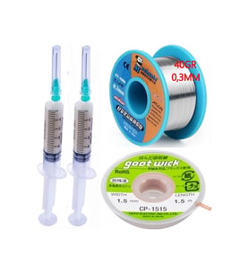 Flux Lehim Toplama,lehim Emme Tel 1,5mm Ve Lehim Teli 40gr 03mm