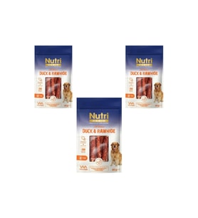 Nutri Canin Rawhide Ördek Eti Sarılı Kemik Köpek Ödülü 80 gr x 3 Adet et