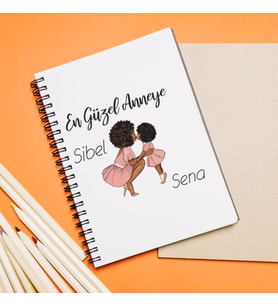 Anne Kız ( En Güzel Anneye ) Tasarımlı Defter Kişiye Özel