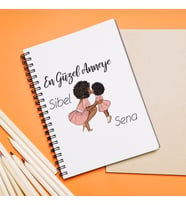 Anne Kız ( En Güzel Anneye ) Tasarımlı Defter Kişiye Özel