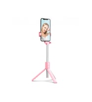 Pembe Katlanabilir Mini Tripod Bluetooth Kumandalı Selfie Çubuğu