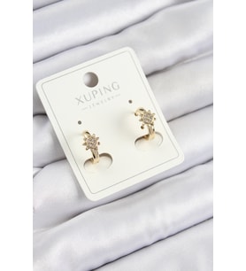 Xuping Zirkon Taşlı Çiçek Model Gold Renk Kadın Küpe (Altın)