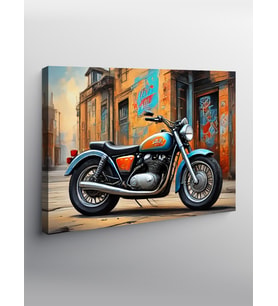 Kanvas Tablo Mavi Chopper Motosiklet