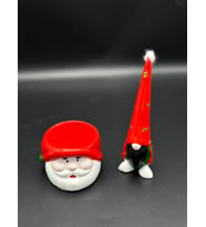 Yılbaşı Noel Yer Cücesi ve Noel Baba Kase Dekoratif Obje ve Biblo