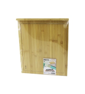 Lunaev 38X45CM Ahşap Bambu Kesim Panosu - Kesme Tahtası Tezgah Üstü Kanallı - Kenar Destekli