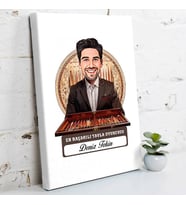 Kişiye Özel Hediye Karikatürlü Erkek Tavla Oyuncusu Kanvas Tablo