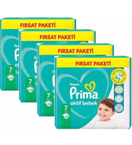 Prima Bebek Bezi Aktif Bebek 7 Beden 136 Adet (34x4 Paket) Fırsat Paket