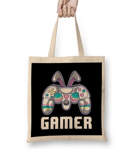 Video Game Easter Gamer Controller Bunny Ears Bez Çanta Uzun Saplı