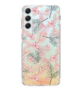Samsung Galaxy A34  Kamera korumalı Kapak Floral Kırmızı Tasarımlı  Şeffaf Kılıf