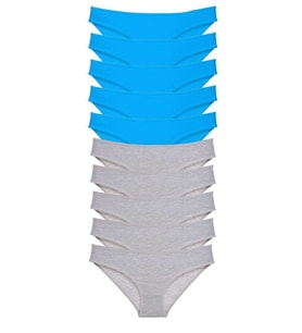 10 adet Süper Eko Set Likralı Kadın Slip Gri Mavi