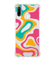 Huawei P30 Lite  Köşe Korumalı Antişok Kapak Renkli Desen Tasarımlı Şeffaf  Kılıf