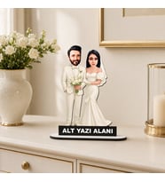 Kişiye Özel 2 Kişilik Meslek Temalı Karikatürlü 18 cm MDF Masaüstü Biblo - Masaüstü Hediye