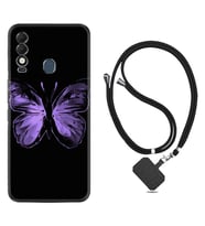 Tecno Spark 8T Kılıf Resimli Boyun Askılı İpli Desenli Silikon Series Black Butterfly 1879