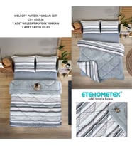 ETE HOMETEX ÇİFT KİŞİLİK LÜX WELSOFT YORGAN SETİ 195X215CM TASEL GRİ 8696474231951