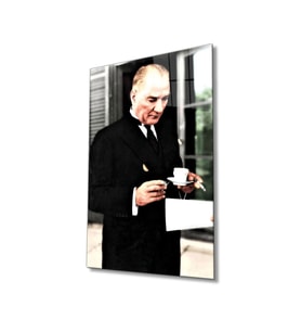 Miyrem Glasses Collection -A1^#  Atatürk Portresi Cam TabloCam Tablo (Çok Renkli)