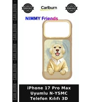 iPhone 17 Pro Max Uyumlu N-YSMC Telefon Kılıfı 3D Cihaz Koruyucu Koruma Kapağı Köpek Nakışlı