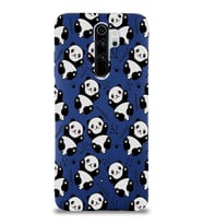 Xiaomi Redmi Note 8 Pro Uyumlu Lansman Kılıf Panda Tasarımlı İçi Kadife Kapak-Lacivert (Şeffaf)