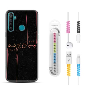 Realme 5i 5 Pro 6i 7 Pro 8 Kılıf Kablo Koruma Spiral Silikon Meow 1657