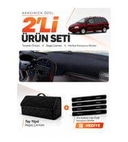 e-biz CHRYSLER GRAND VOYAGER (2002-2006) Uyumlu Torpido Örtüsü + Tay Tüyü Çanta - Siyah - CR001
